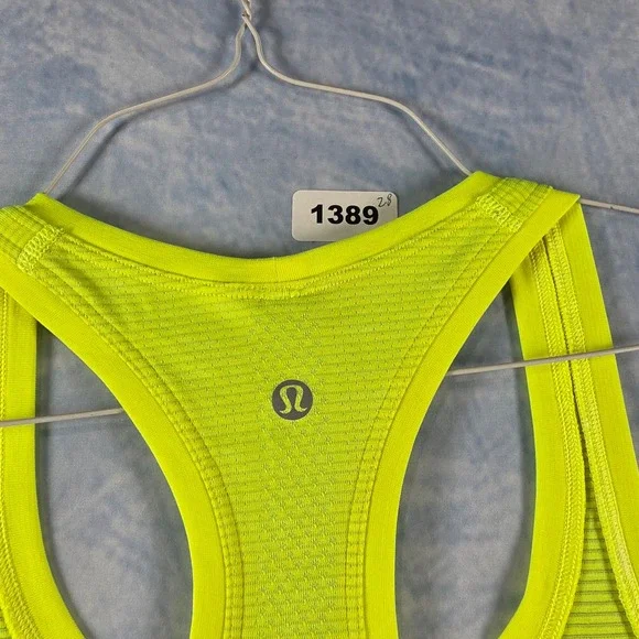 Lululemon Swiftly Tech Racerback Tank Top Neon Yellow Lime Athletic Women Size 2 - Picture 3 of 7